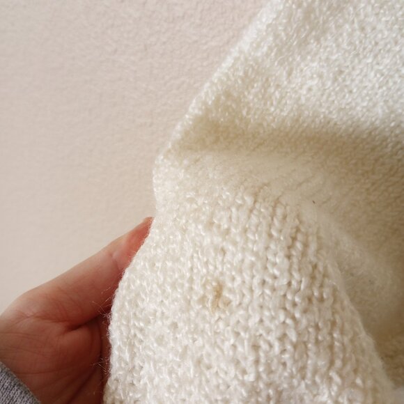 Authentic Vintage 80s Preppy White Cable Knit Collared Sweater Miranda - Picture 7 of 8